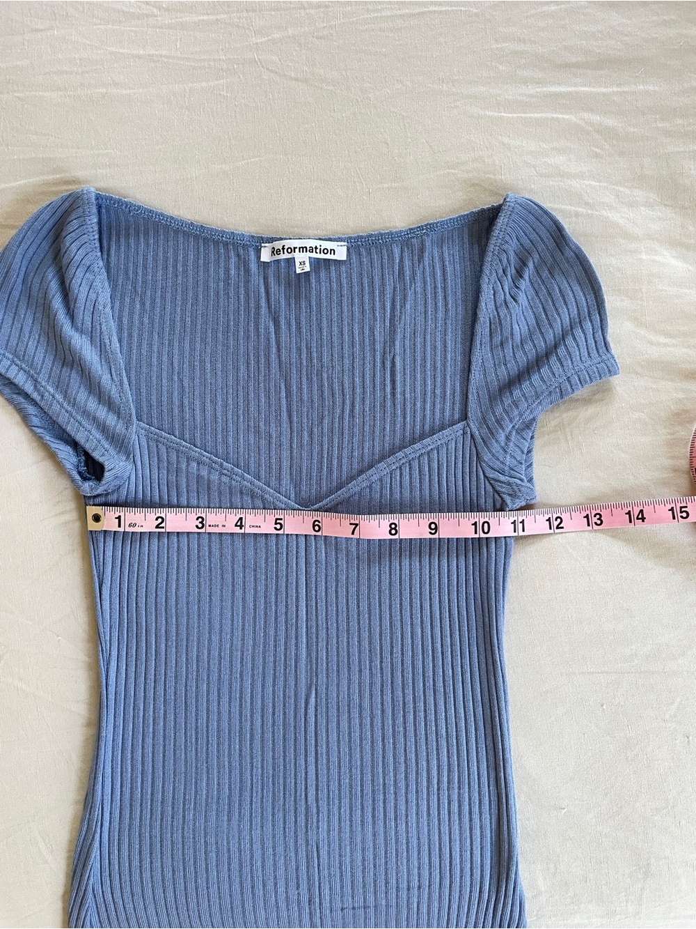 Periwinkle Blue Reformation ribbed minidress - Picture 6 of 9